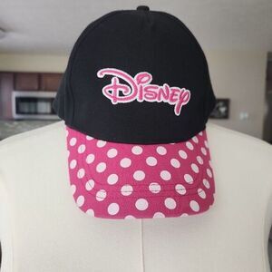 Disney Baseball Cap Womens Size One Size Black Pink White Polka Dot Minnie Mouse
